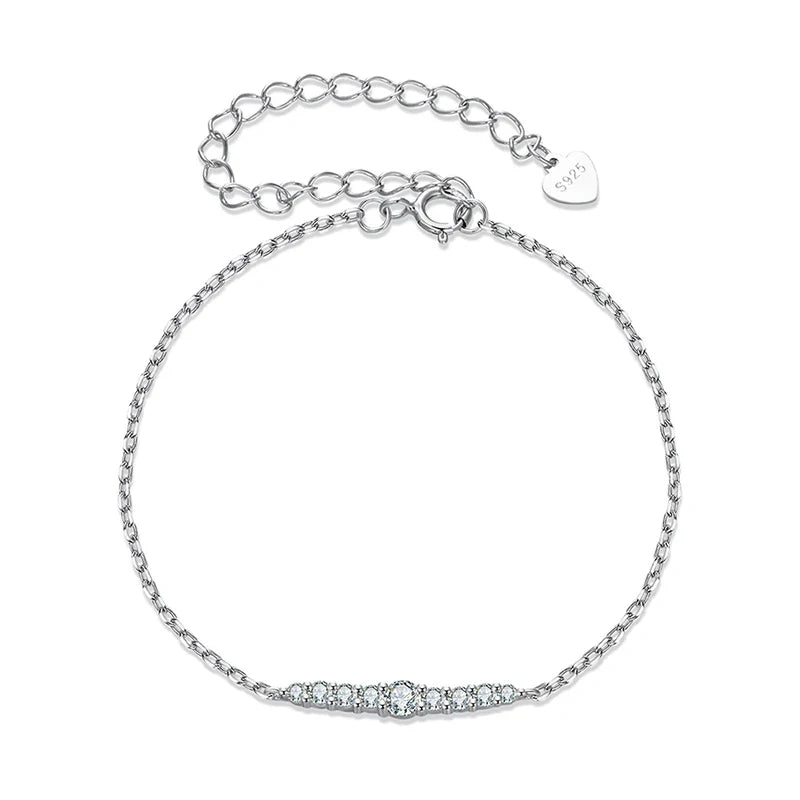 Bamoer Sparkling Moissanite Bracelet Adjustable Strand Bracelet for Women Engagement Birthday Gift Fine Jewelry MSB023