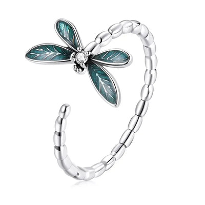 Bamoer Original 925 Sterling Silver Sunflower Ring Kingfisher Opening Rings Forest Leaf Bird For Women Party Gifts Fine Jewelry
