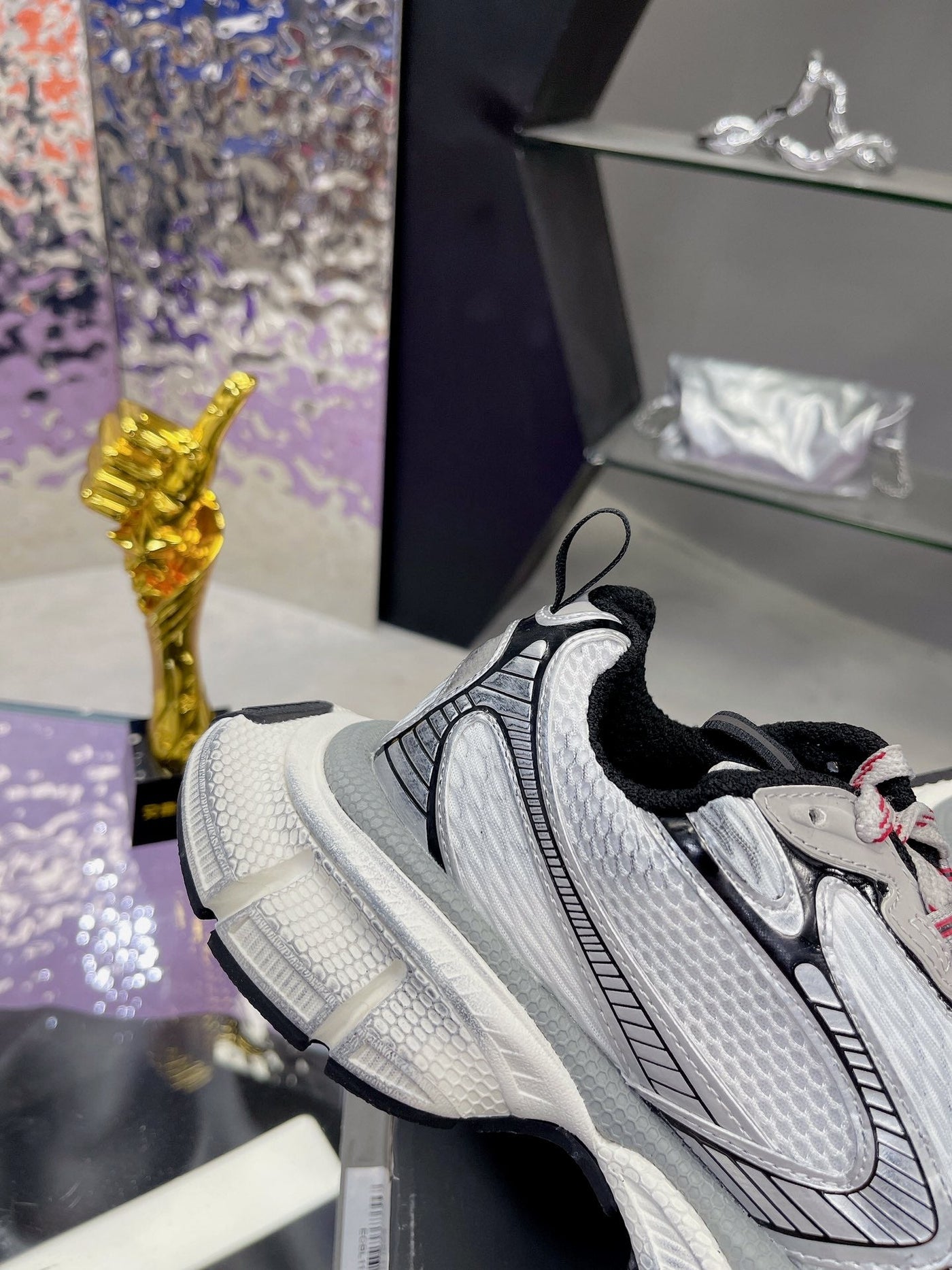 3XL SNEAKER IN GRAY MIX WHITE MESH AND POLYURETHANE