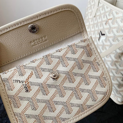 ANJOU MINI BAG 20 IN BEIGE GOYARDINE CANVAS AND CALFSKIN