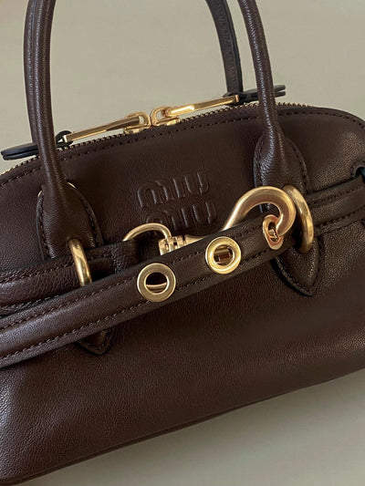 AVENTURE NAPPA MINI BAG 21 IN BRUNETTE BROWN CALFSKIN GOLD HARDWARE