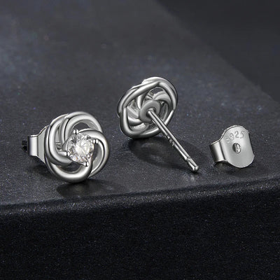 Bamoer U Four-leaf Clover Moissanite Stud Earrings Hollowed Flower Jewelry VVS1 EX 925 Sterling Silver Original for Mother Gift