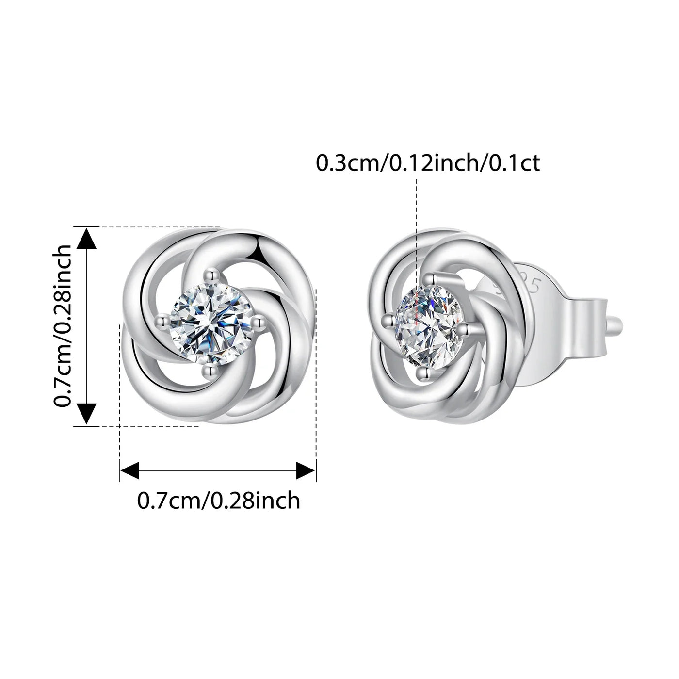 Bamoer U Four-leaf Clover Moissanite Stud Earrings Hollowed Flower Jewelry VVS1 EX 925 Sterling Silver Original for Mother Gift