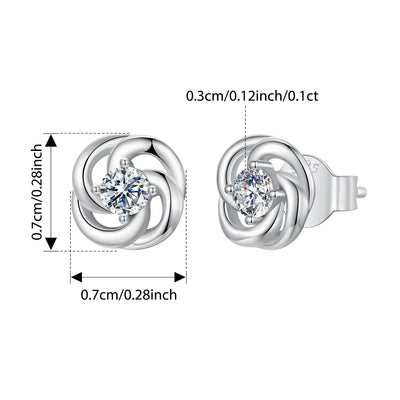 Bamoer U Four-leaf Clover Moissanite Stud Earrings Hollowed Flower Jewelry VVS1 EX 925 Sterling Silver Original for Mother Gift