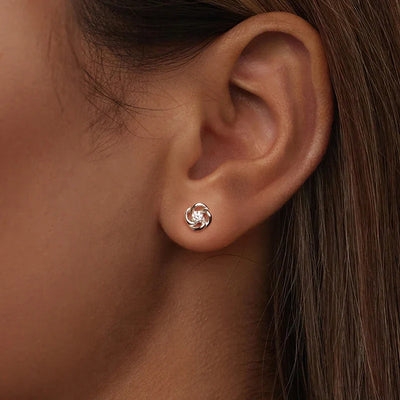 Bamoer U Four-leaf Clover Moissanite Stud Earrings Hollowed Flower Jewelry VVS1 EX 925 Sterling Silver Original for Mother Gift