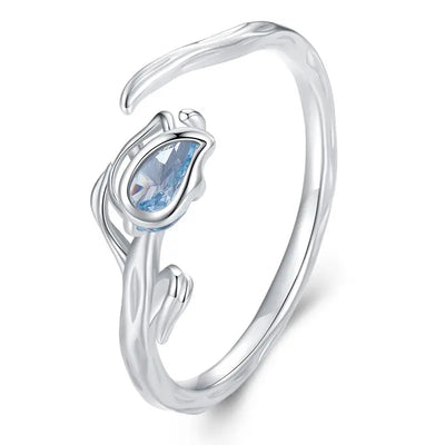 Bamoer Original 925 Sterling Silver Sunflower Ring Kingfisher Opening Rings Forest Leaf Bird For Women Party Gifts Fine Jewelry