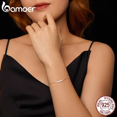 Bamoer Sparkling Moissanite Bracelet Adjustable Strand Bracelet for Women Engagement Birthday Gift Fine Jewelry MSB023