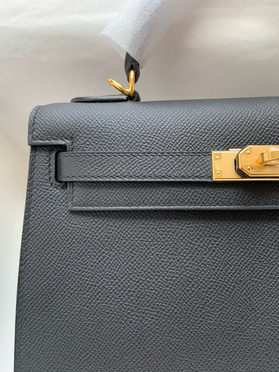 HERM Kelly, 25cm, Noir, Epsom