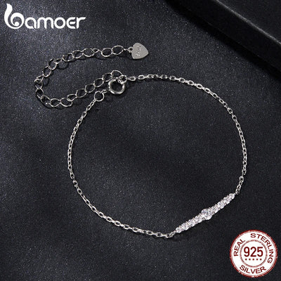 Bamoer Sparkling Moissanite Bracelet Adjustable Strand Bracelet for Women Engagement Birthday Gift Fine Jewelry MSB023