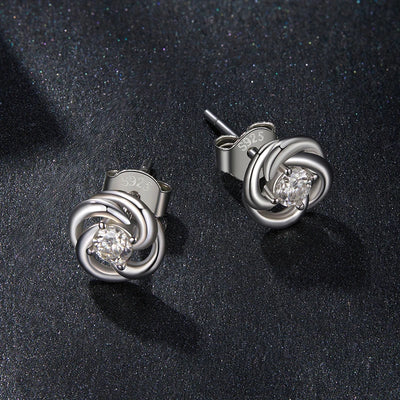 Bamoer U Four-leaf Clover Moissanite Stud Earrings Hollowed Flower Jewelry VVS1 EX 925 Sterling Silver Original for Mother Gift