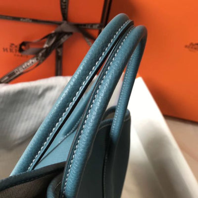 HERM Garden Party 30 Bag In Blue Jean Taurillon Leather