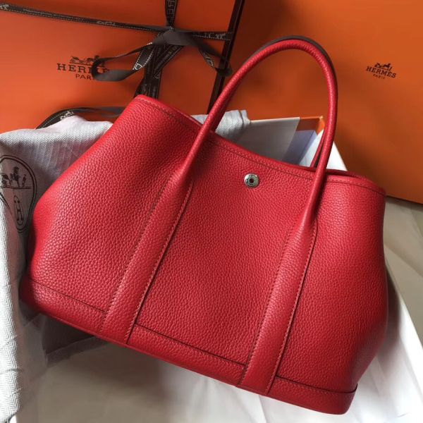 HERM Garden Party 36 Bag In Red Clemence Leather