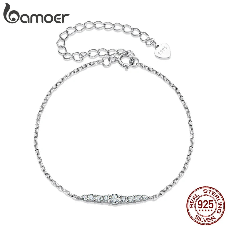 Bamoer Sparkling Moissanite Bracelet Adjustable Strand Bracelet for Women Engagement Birthday Gift Fine Jewelry MSB023