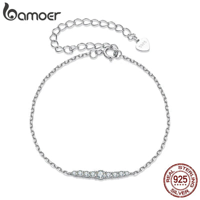 Bamoer Sparkling Moissanite Bracelet Adjustable Strand Bracelet for Women Engagement Birthday Gift Fine Jewelry MSB023