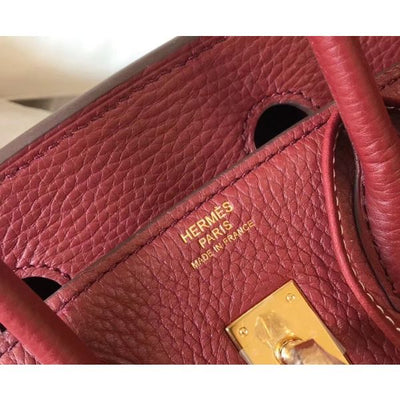 HERM Birkin 25cm Bag In Bordeaux Clemence Leather GHW
