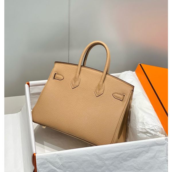 HERM Birkin 25cm Bag In Chai Clemence Leather GHW
