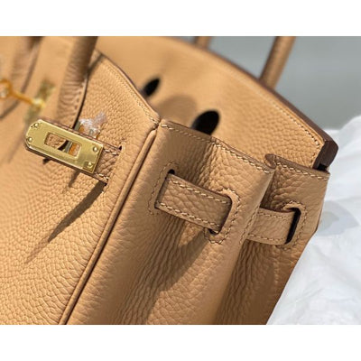HERM Birkin 25cm Bag In Chai Clemence Leather GHW