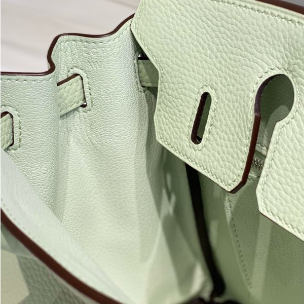 HERM Birkin 25cm Bag In Vert Fizz Clemence Leather PHW