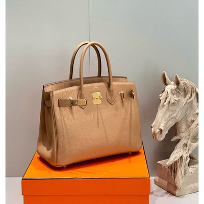 HERM Birkin 30cm Bag In Chai Clemence Leather GHW