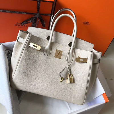 HERM Birkin 30cm Bag In Beton Clemence Leather GHW