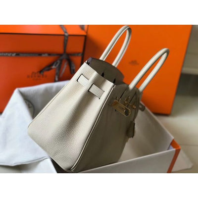HERM Birkin 30cm Bag In Beton Clemence Leather GHW