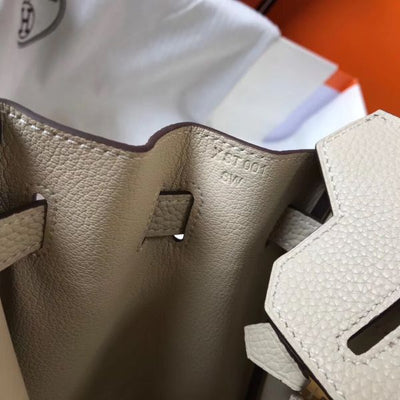 HERM Birkin 30cm Bag In Beton Clemence Leather GHW