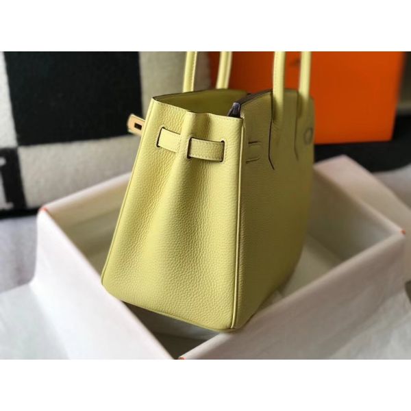 HERM Birkin 30cm Bag In Jaune Poussin Clemence Leather GHW