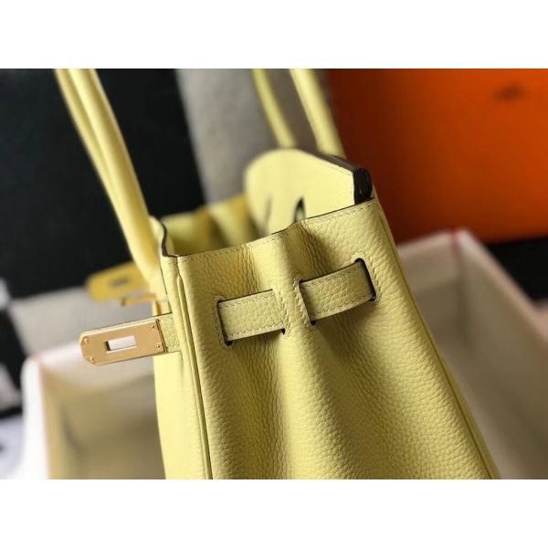 HERM Birkin 30cm Bag In Jaune Poussin Clemence Leather GHW