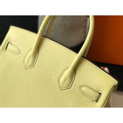 HERM Birkin 30cm Bag In Jaune Poussin Clemence Leather GHW