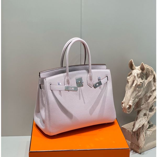 HERM Birkin 30cm Bag In Mauve Pale Clemence Leather PHW