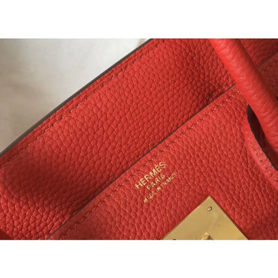 HERM Birkin 30cm Bag In Red Clemence Leather GHW