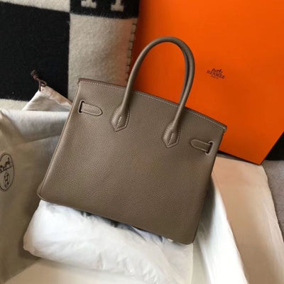 HERM Birkin 30cm Bag In Taupe Clemence Leather GHW