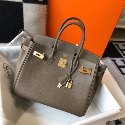 HERM Birkin 30cm Bag In Taupe Clemence Leather GHW