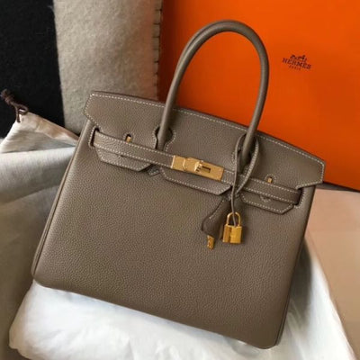 HERM Birkin 30cm Bag In Taupe Clemence Leather GHW