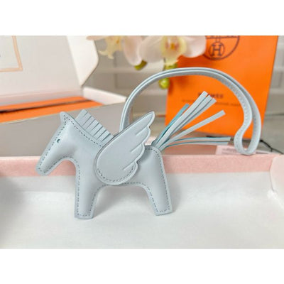 HERM Rodeo Pegase PM Bag Charm in Blue Brume Lambskin