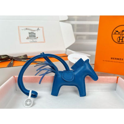 HERM Rodeo PM Bag Charm in Blue France Lambskin