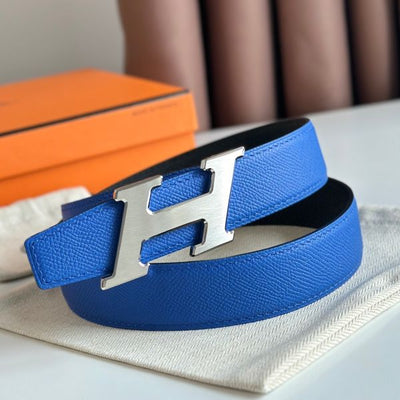 HERM H Speed Reversible Belt 32MM in Blue and Green Epsom Calfskin