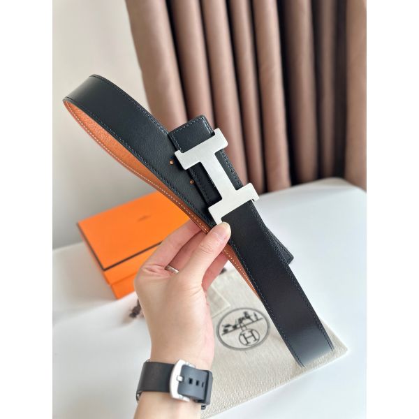 HERM Constance Reversible Belt 38MM in Gold Clemence Leather