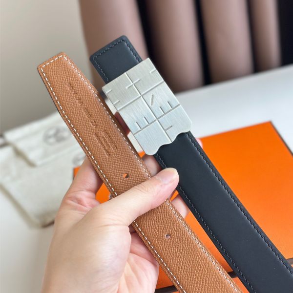 HERM Typo Reversible Belt 32MM in Gold Epsom Calfskin