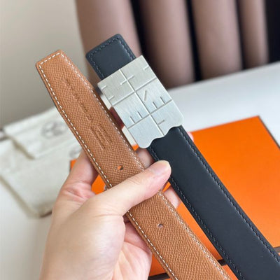 HERM Typo Reversible Belt 32MM in Gold Epsom Calfskin