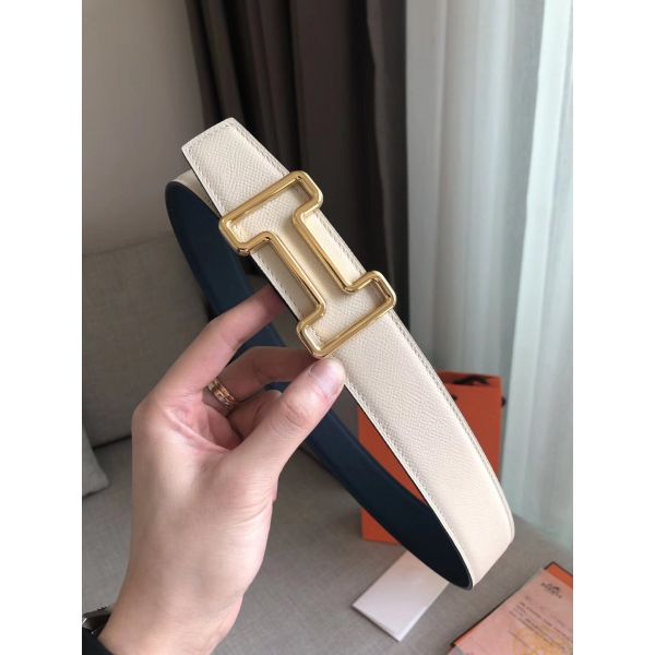 HERM Tonight 38MM Reversible Belt In Navy/White Epsom Leather