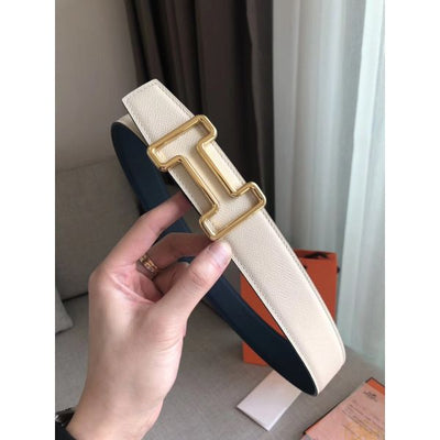 HERM Tonight 38MM Reversible Belt In Navy/White Epsom Leather