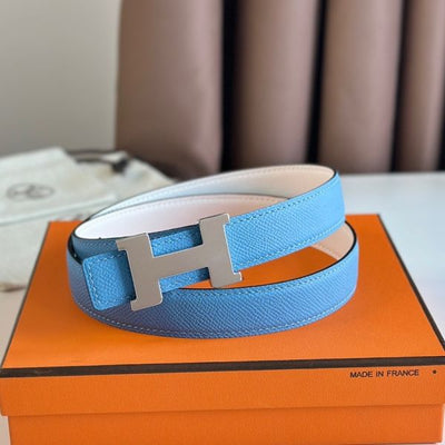 HERM Mini Constance 24mm Belt in Blue Epsom Leather and White Swift Leather