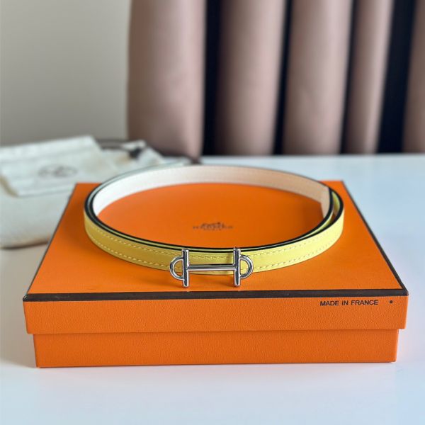 HERM Gamma 13mm Belt in White Epsom Leather and Yellow Swift Leather