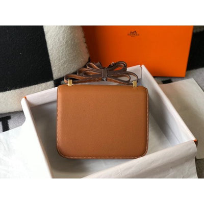 HERM Brown Constance MM 24cm Epsom Leather Bag