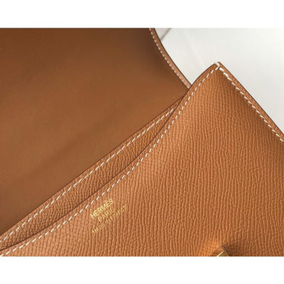 HERM Brown Constance MM 24cm Epsom Leather Bag