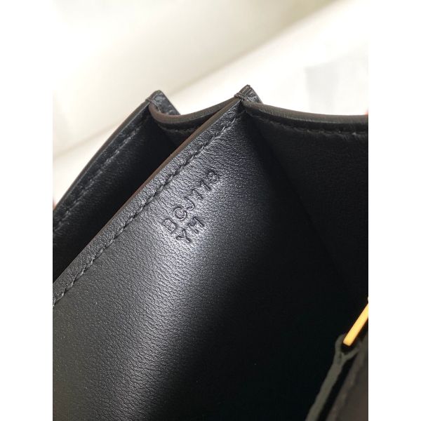 HERM Black Constance MM 24cm Epsom Leather Bag