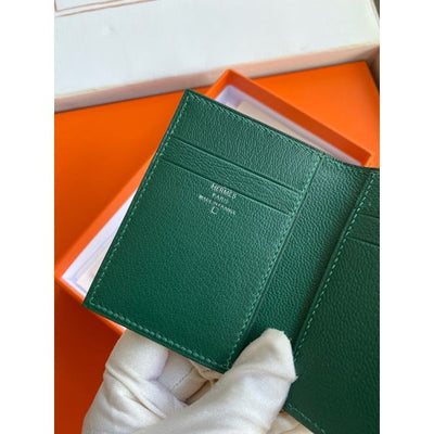 HERM MC¬≤ Euclide Card Holder in Vert Emeraud Shiny Alligator Leather