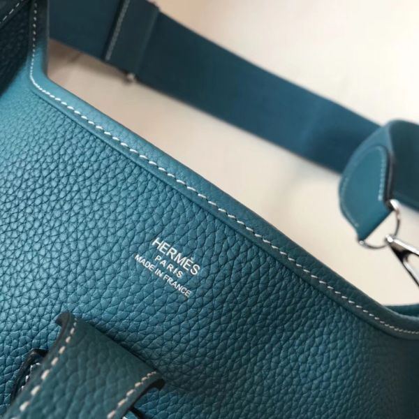 HERM Evelyne III 29 PM Bag In Blue Jean Clemence Leather