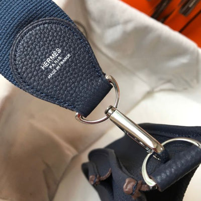 HERM Evelyne III 29 PM Bag In Dark Blue Clemence Leather